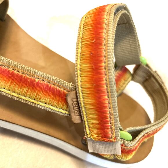 Teva western Sandals Women's 10 boho retro orange tan Ombre Tan Leather RARE! - Picture 3 of 7